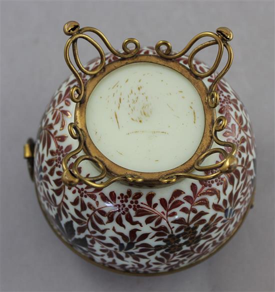 A Bohemian yellow-tinted enamelled glass box and cover, late 19th century, 10.5cm